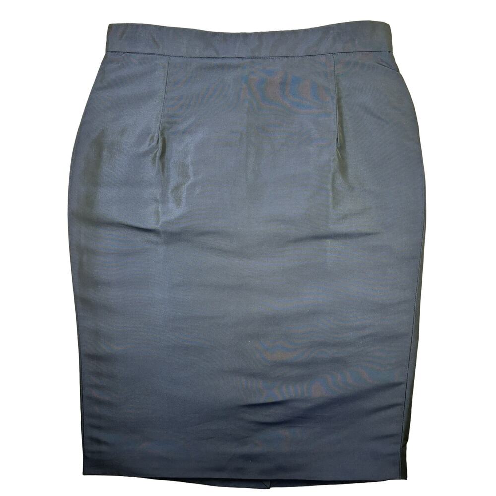 Proenza Schouler Navy Blue Silk Pencil Skirt Size 4 Shimmer Metallic Solid